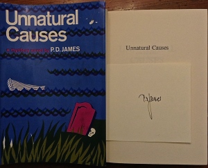 Unnatural Causes PD James DJ Signed Card on Title Page