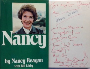 Nancy Reagan SIgnature with additional inscription